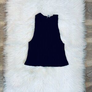 Zara Black Fitted High Neck Ribbed Knit Tank Top *Excellent Condition*